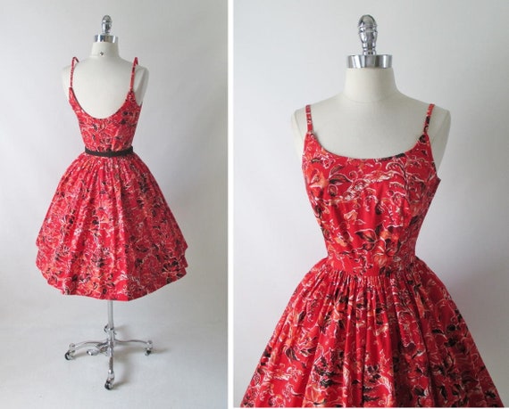 Vintage 50s Surfriders Butterfly Print Full Skirt… - image 3