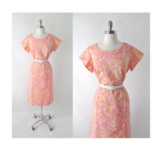 Vintage 50s 60s Pastel Watercolor Floral Swirl She