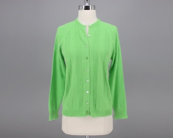 Vintage 60s Bright Green Cardigan Sweater M / L