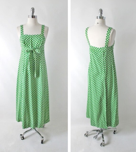 green and white polka dot wrap dress