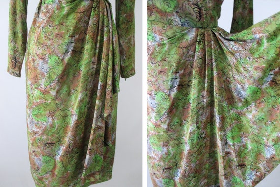 Vintage 40s Novelty Print Sarong Skirt Dress S - image 5