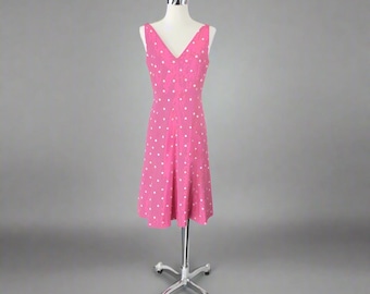Vintage 70s Mollie Parnis Pink Polka Dot Sundress Dress