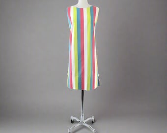Vintage 60s Atomic Stripe Shift Dress M