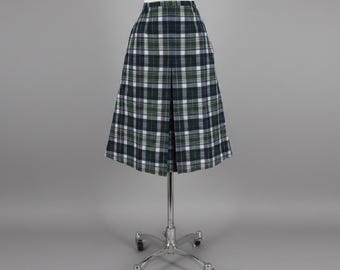 Vintage 60's Plaid A-line Skirt S