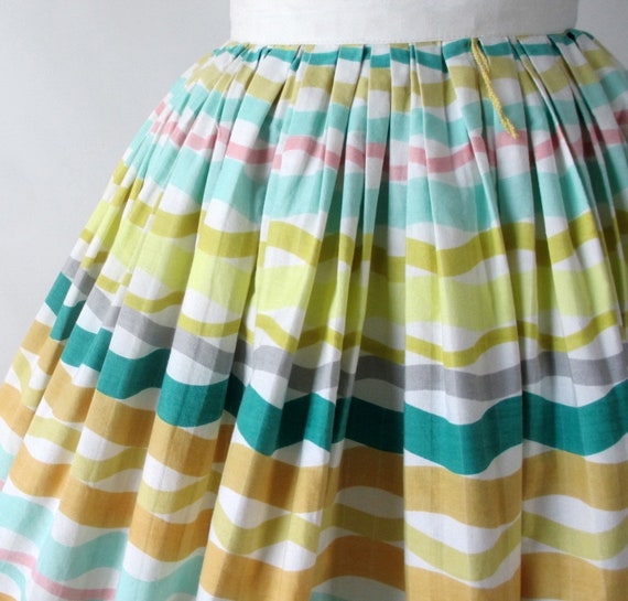 Vintage 50s Atomic Stripe Alex Coleman Full Skirt… - image 6