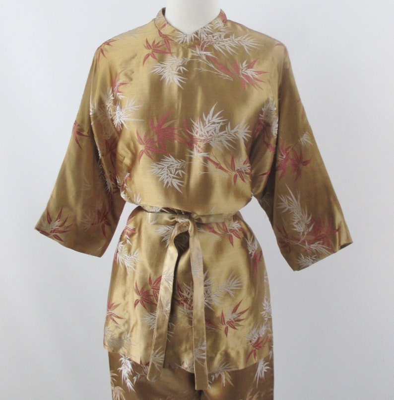 Vintage 60s 50s Alfred Shaheen Hawaiian Gold Satin Brocade - Etsy