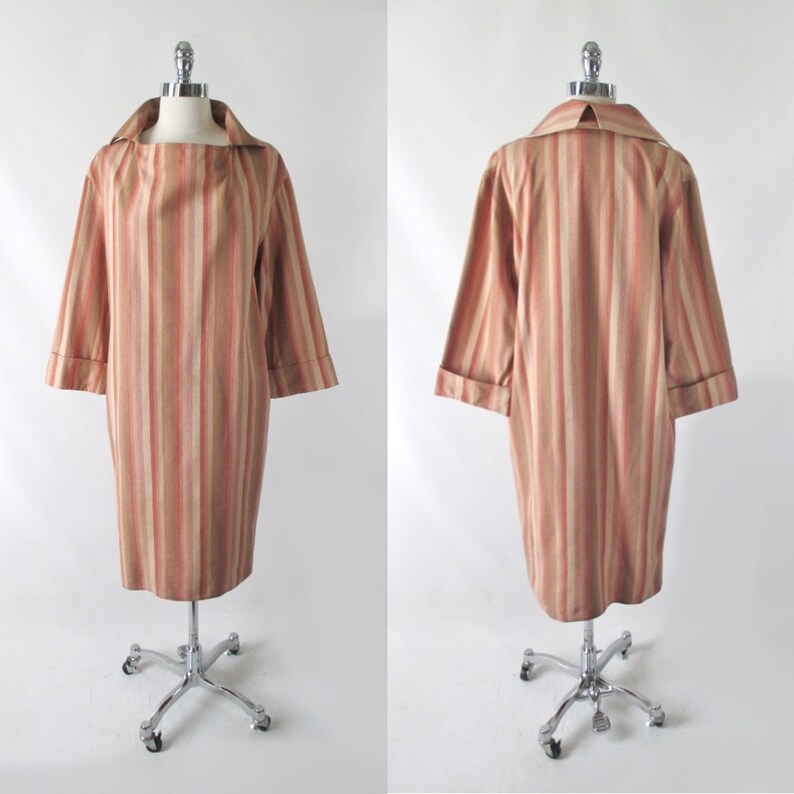 Vintage Halston III Striped Avant Garde Silk Dress M image 3