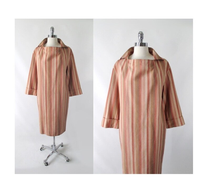 Vintage Halston III Striped Avant Garde Silk Dress M image 2