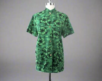 Vintage 50s 60s Green Hawaiian Tea Timer Hostess Top L