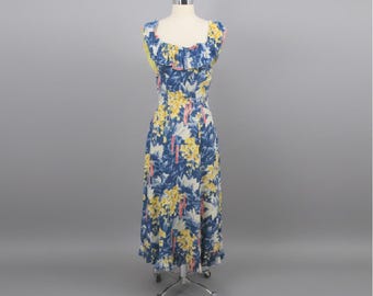 Vintage Early 50s Rayon Hawaiian Holo Muu Dress XS