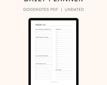 Undatierter Tagesplaner PDF | Minimal Focus Planer für GoodNotes & Print (A4)