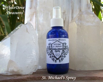 ArchAngel St. Michael Crystal White Sage Spray 2-4 oz White Shield Protection Clear Aura Room Feng Shui Herb Infused Reiki & Angel Energy