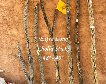 SALE 45"-40" Extra Long Cholla Wood Stick Hiking Native Staff, Wall Hanging Display Pole Terrarium Perch, Southwest Decor Natural Rustic