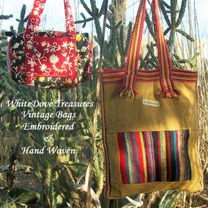 SALE Peruvian Woven Wool Market Tote Bag Designer India Floral Embroidered Coach Wool Handbag Vintage Shoulder Bag Boho Ethnic Designer Bag image 1