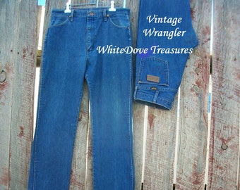 SALE Vintage Wrangler Jeans Men 33x34 13MWZ Western Cowboy Boot Cut Blue Jean Iconic Rodeo Jeans Made USA Unisex Cotton Denim Ranchware