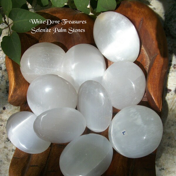 SELENITE PALM Crystal, Lg Selenite Massage Stone, Chakra Stone, Moon Scry ~ Packaged in Selenite Sand