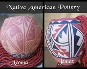 Vintage NATIVE AMERICAN POTTERY - Traditional Southwest Decor Handmade Bowl, Vase, Coil Clay Pots - Choice Jemez or Acoma Pueblo Antique