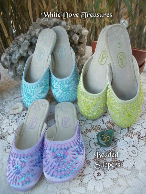 beaded slip on shoes