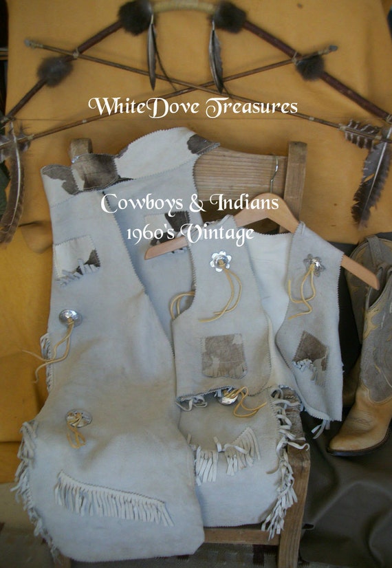 SALE Leather Chaps & Vest Set 1960 Soft Buckskin S