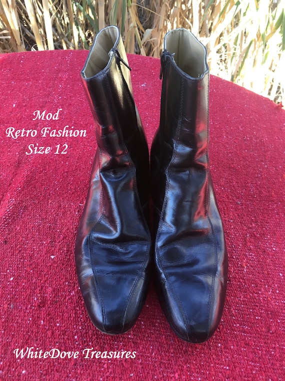 Sale Vintage 70s Mod Leather Men Size 12 Ankle Dr… - image 2