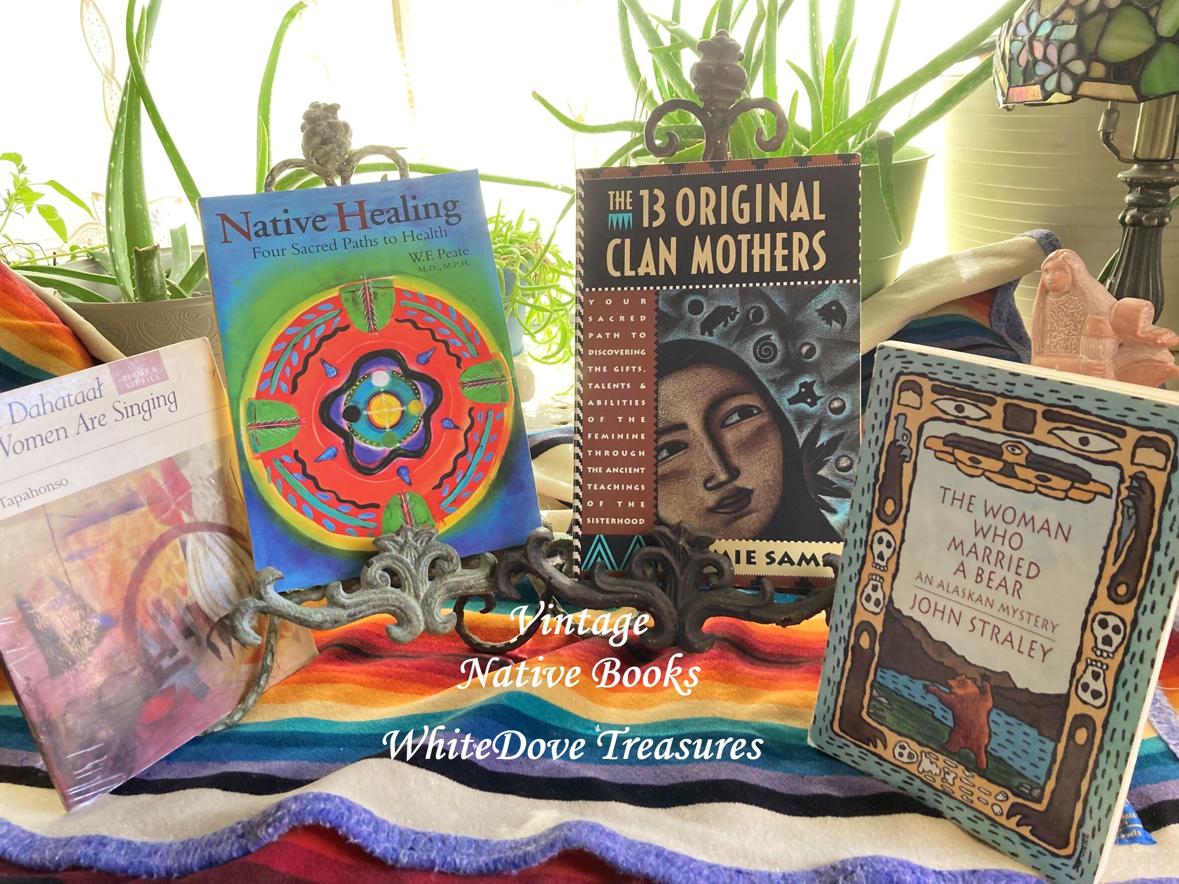 SALE Vintage Native American Healing Books, Four Sacred Paths, 13 Original Clan Mothers Jamie Sams, Warrior Woman Wisdom Tribal Teachings