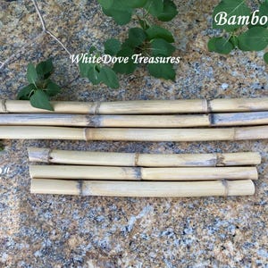 SALE Bamboo Sticks Poles 12"-21" Natural Organic 4-10 Sets, Garden Plant Stake, DIY Crafts, Wall Art Hanger Display Banner, Asian Decor afbeelding 4