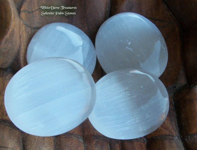 SELENITE PALM Crystal, Lg Selenite Massage Stone, Chakra Stone, Moon Scry Packaged in Selenite Sand image 4