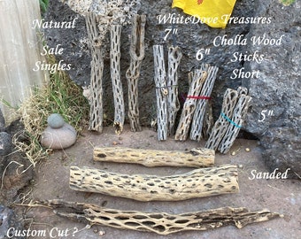 5"-15" Cholla Wood Sticks Organic Natural 5"-7" Sets of 2 Wall Art Display Aquarium Wood Bird Perch Terrarium Reptile Rabbit Chinchilla Chew