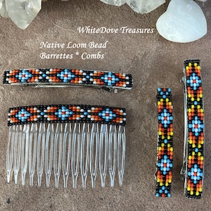 Vintage Southwest Hair Clip Large Barrette‎ Silver Tone Native Tribal Cowgirl Sterling Silver Hand Stamped Navajo Barrette Hair Clips Set  main image 3
