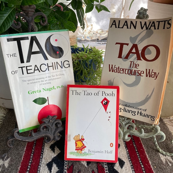 SALE Vintage Tao Books Alan Watts Tao The Watercourse Way, Tao of Pooh, Tao of Teaching, Zen Buddhism Gift Chinese Philosophy Tao Te Ching