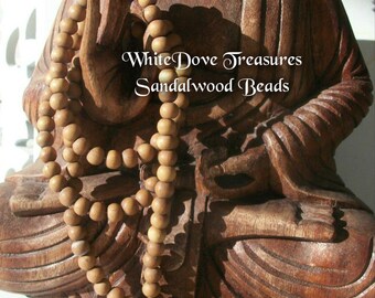 SANDALWOOD BEADS ~ Loose 8mm & 10mm, Aromatic Natural Wood, Buddha Beads, Meditation Beads, Prayer Beads, Japa Mala Beads, Zen Beads