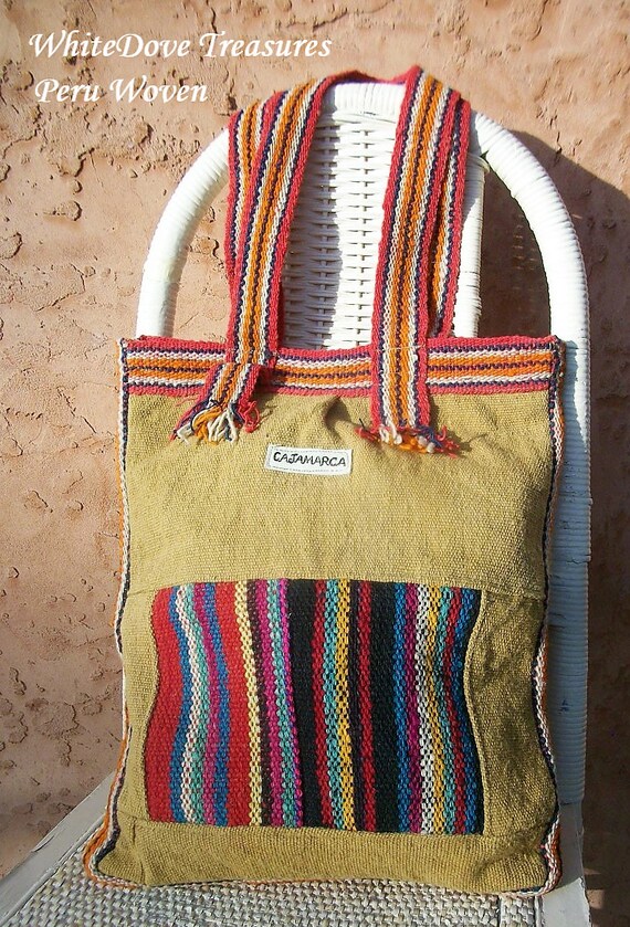 SALE Peruvian Woven Wool Market Tote Bag Designer… - image 6