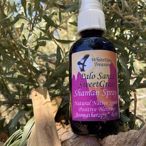 OMG! Palo Santo Sweet Grass Shaman Spray Positive Blessings Natural Native Aromatherapy Reiki Aura Clear Balance Wise Woman Heal Empath Gift