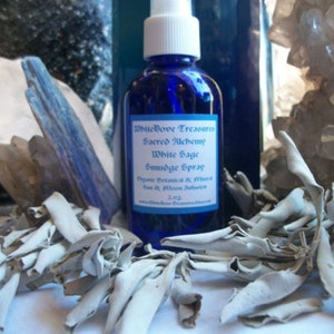 White Sage Smudge Crystal Spray, 2-4oz Aura Clearing Chakra Protect Shield Spray, Liquid Smudge Feng Shui Room Essential Oil Reiki Mood Mist image 2