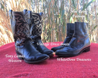 80s Vintage Dan Post Black Teju Lizard Skin Boots - Etsy display picture 1