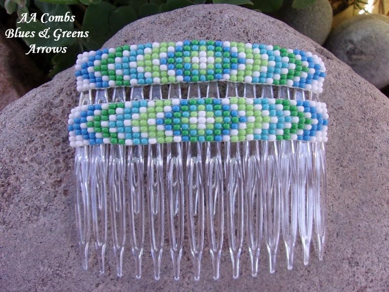 Native Beaded Hair Barrettes Indian Design Beaded Hair Comb Etsy