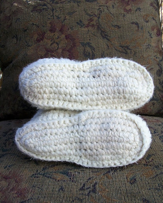 SALE Vintage Crocheted Cream Slipper Boot Floral … - image 8