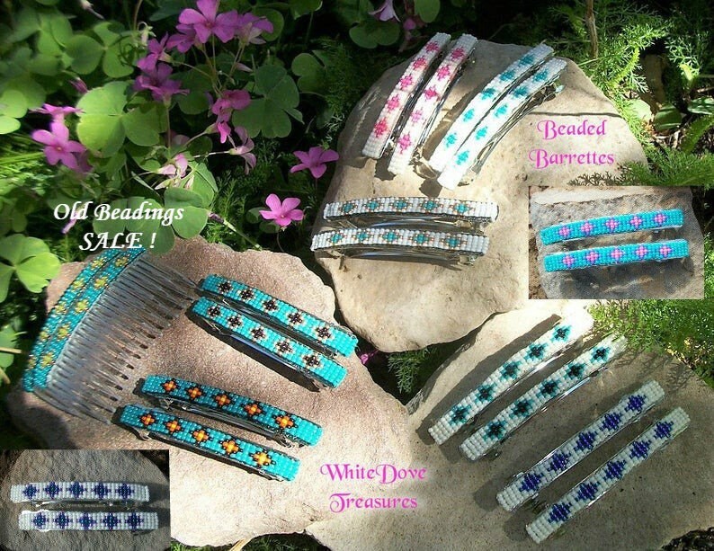 Native Beaded Hair Barrettes Indian Design Beaded Hair Comb Etsy