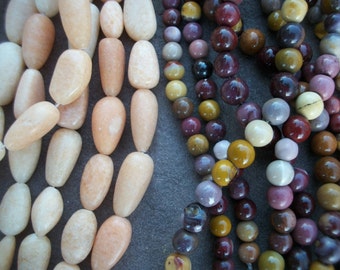 Mookaite Beads, 14mm Rounds, Vintage Orange Calcite Beads, Teardrop Ovals 1/2 or Full Strand 16" ~ Natural Gemstones