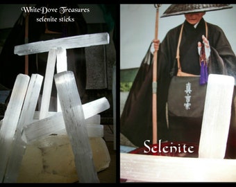 SELENITE STICK ~ Crystal Wand 4.5~6" Natural, 1- Bulk, Meditation Crystal, Chakra Stone, Selenite Sand