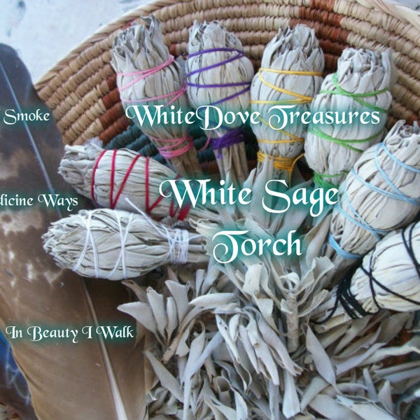 New! White Sage Smudge Stick, Torch Bundle 8 Color Choice 4.5" Gift Box Instructions, House Blessing Bulk White Sage Aura Clear Rainbow Sage