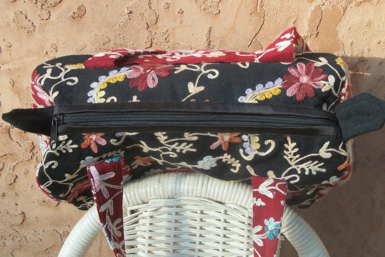 SALE Peruvian Woven Wool Market Tote Bag Designer India Floral Embroidered Coach Wool Handbag Vintage Shoulder Bag Boho Ethnic Designer Bag image 4