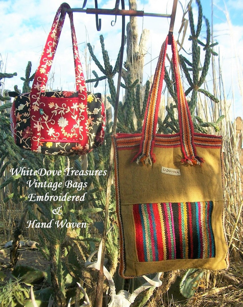 SALE Peruvian Woven Wool Market Tote Bag Designer India Floral Embroidered Coach Wool Handbag Vintage Shoulder Bag Boho Ethnic Designer Bag image 1