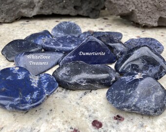 Dumortierite Tumbled 2 Stone/Single 43-107g Desert Lapis Tumbled, Chakra Meditation Palm Stone Reiki 1.5-2.5" Lg Vintage Rock Hound Crystal