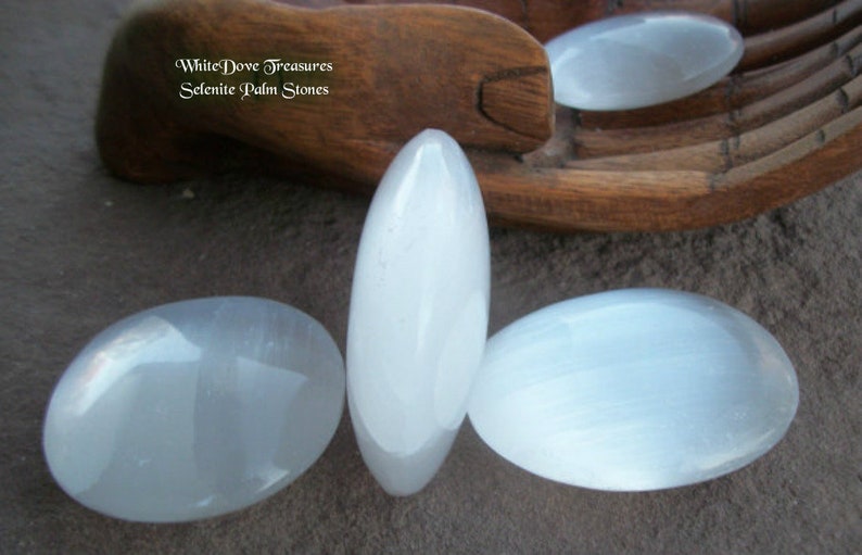 SELENITE PALM Crystal, Lg Selenite Massage Stone, Chakra Stone, Moon Scry Packaged in Selenite Sand image 5