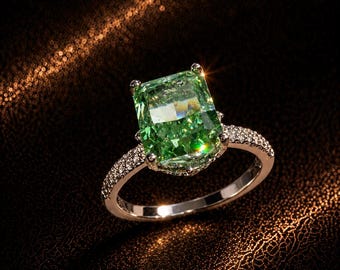 4-Karat-Ring aus Paraiba-Grün im Radiant-Schliff, vergoldeter Silber-Verlobungsring