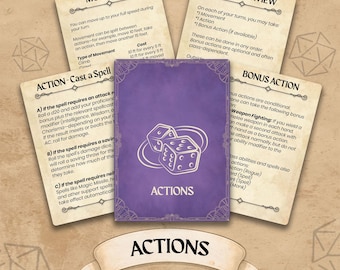 Aktionskarten-Set für Dungeons & Dragons 5th Edition (druckbare PDF) - DnD 5E Brettspiel-Zubehör für Spieler und DMs