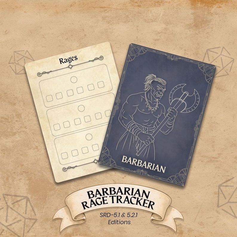 Barbarian Rage Tracker for Dungeons & Dragons 5th Edition - (printable ...