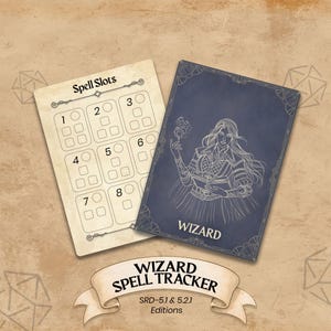 Wizard Spell Tracker voor Dungeons & Dragons 5e editie - (afdrukbare pdf) - DnD 5E-bordspelaccessoire voor spelers en DM's
