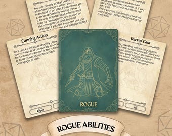 Rogue Class Ability Cards for Dungeons & Dragons 5th Edition - (Printable PDF) - DnD 5E Board Game Accessory for Players and DMs